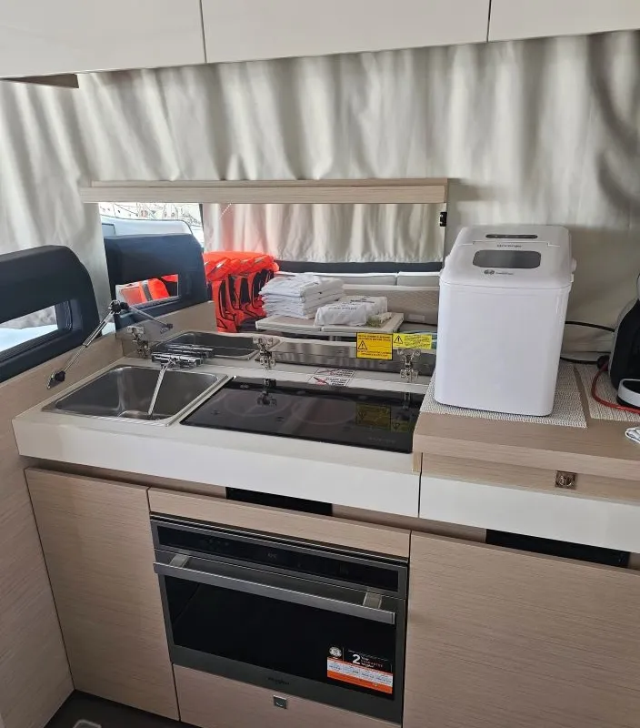 Galley of Sierra, a Jeanneau NC 37 motor yacht at Grad Biograd na Moru, Croatia
