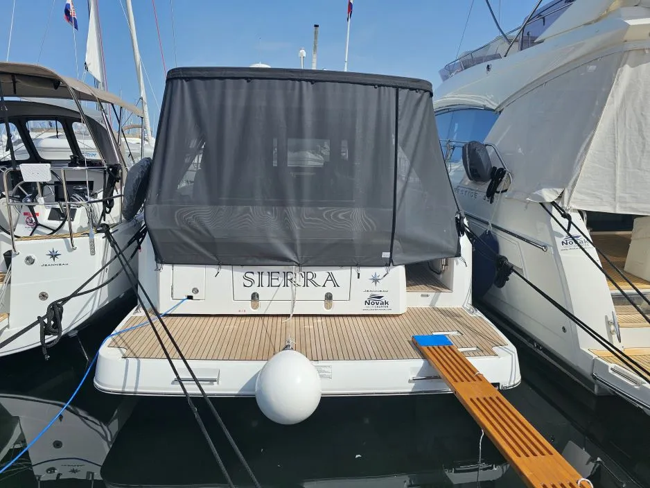 Exterior view of Sierra, a Jeanneau NC 37 motor yacht at Grad Biograd na Moru, Croatia