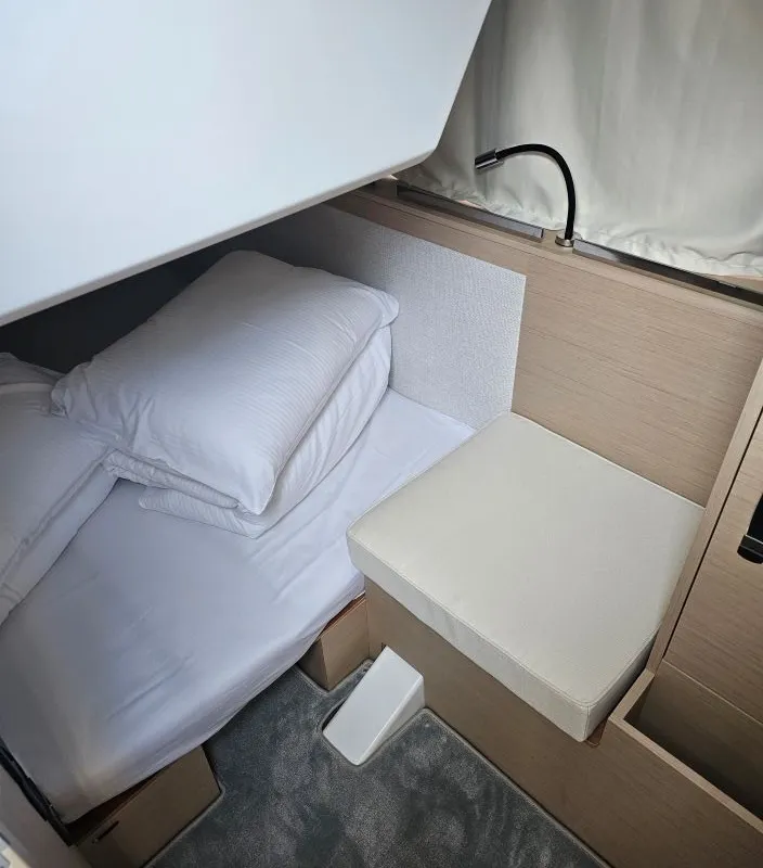 Cabin on Sierra, a Jeanneau NC 37 motor yacht at Grad Biograd na Moru, Croatia