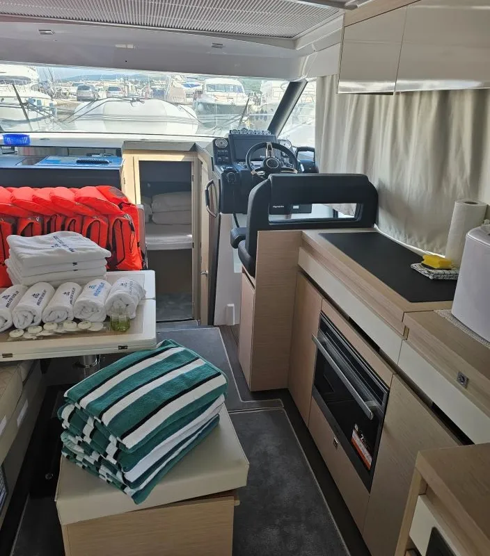 Salon of Sierra, a Jeanneau NC 37 motor yacht at Grad Biograd na Moru, Croatia