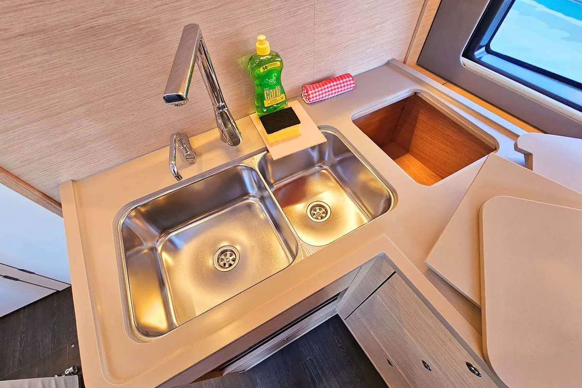 Galley of Virtuoso, a Dufour 44 sailboat at Grad Kaštela, Croatia