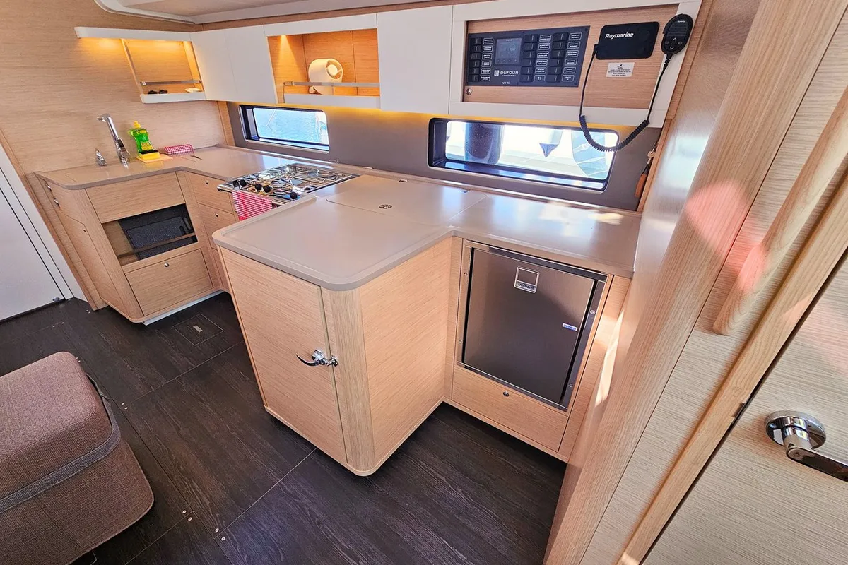 Galley of Virtuoso, a Dufour 44 sailboat at Grad Kaštela, Croatia