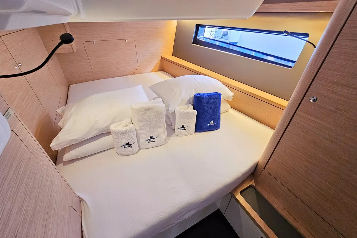 Cabin on Virtuoso, a Dufour 44 sailboat at Grad Kaštela, Croatia