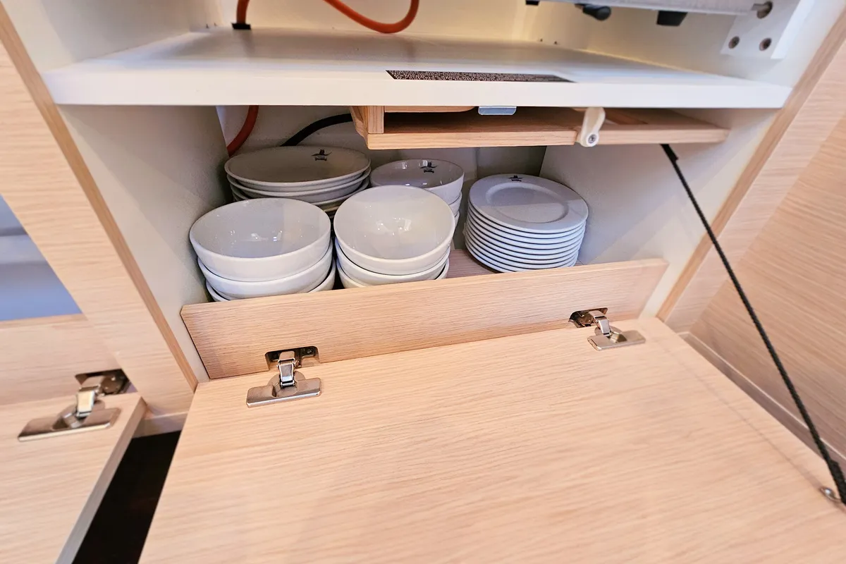 Galley of Virtuoso, a Dufour 44 sailboat at Grad Kaštela, Croatia