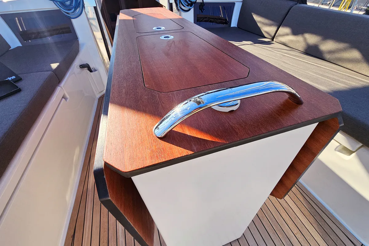 Deck of Virtuoso, a Dufour 44 sailboat at Grad Kaštela, Croatia