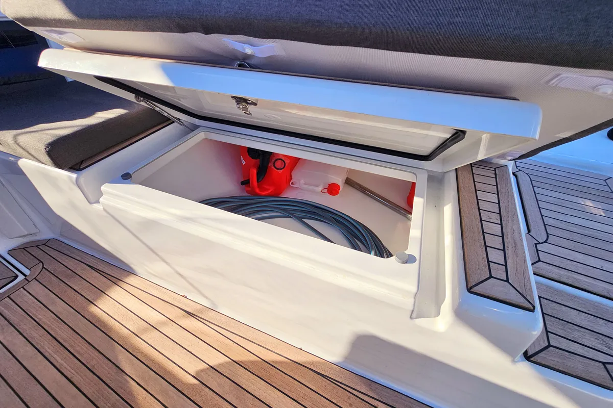 Deck of Virtuoso, a Dufour 44 sailboat at Grad Kaštela, Croatia