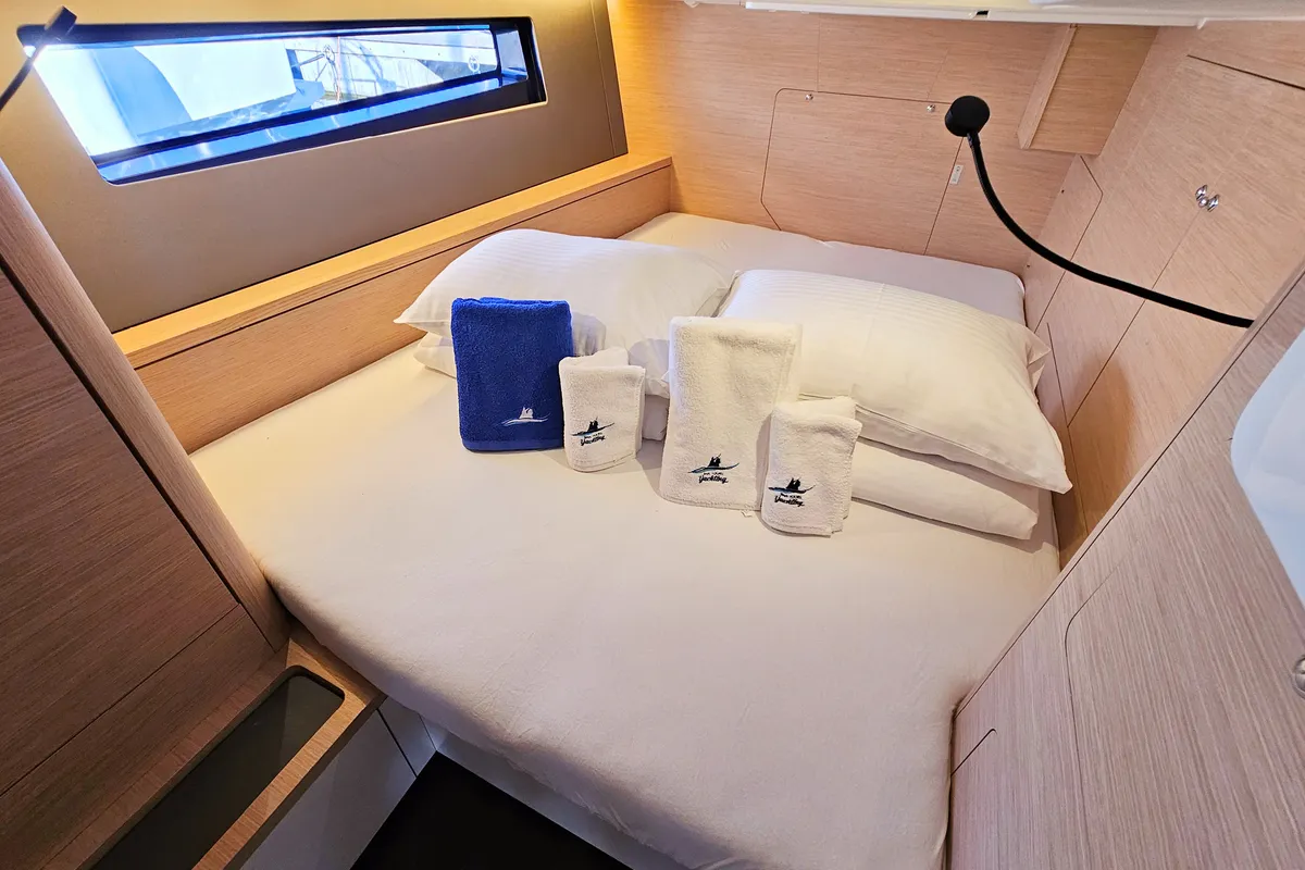 Cabin on Virtuoso, a Dufour 44 sailboat at Grad Kaštela, Croatia