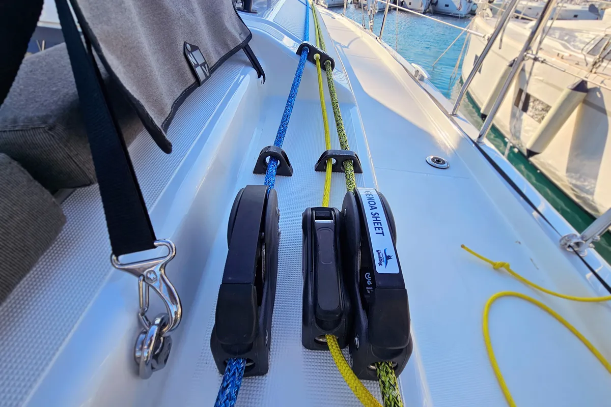 Virtuoso, a Dufour 44 sailboat at Grad Kaštela, Croatia