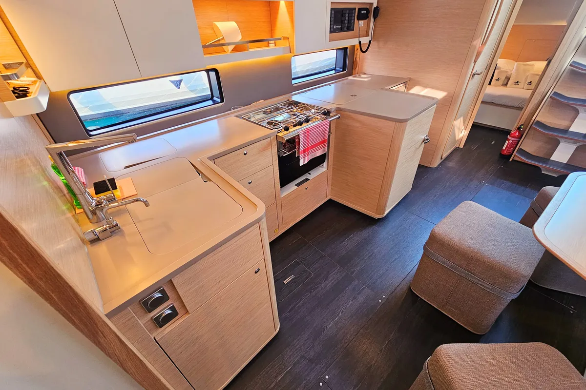 Salon of Virtuoso, a Dufour 44 sailboat at Grad Kaštela, Croatia