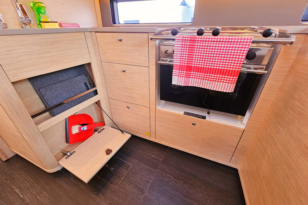 Galley of Virtuoso, a Dufour 44 sailboat at Grad Kaštela, Croatia