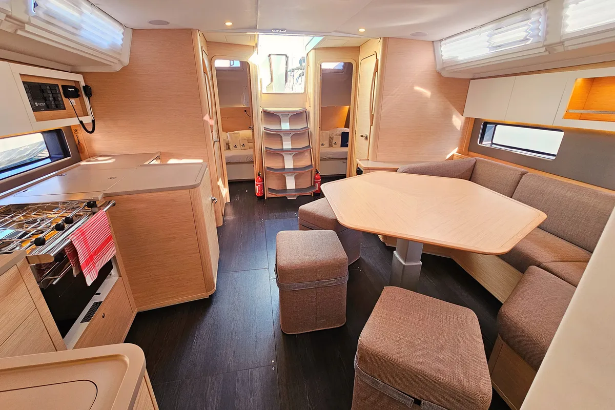 Salon of Virtuoso, a Dufour 44 sailboat at Grad Kaštela, Croatia