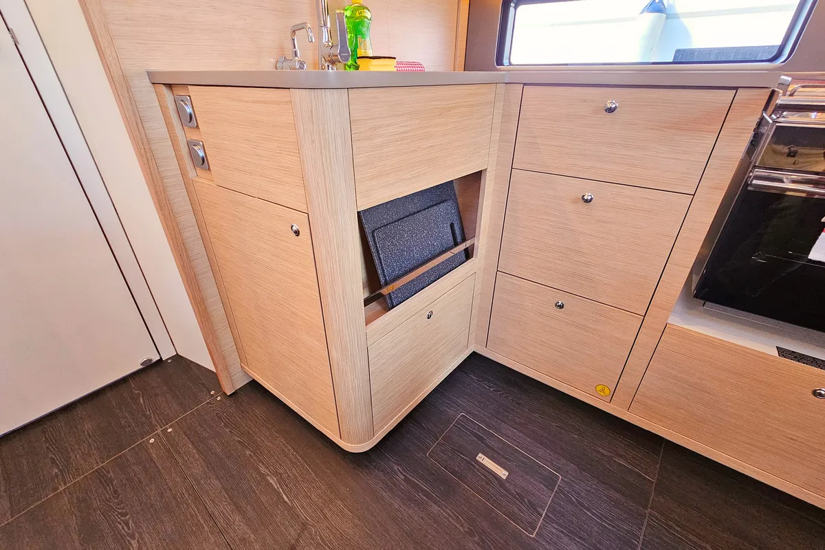 Galley of Virtuoso, a Dufour 44 sailboat at Grad Kaštela, Croatia