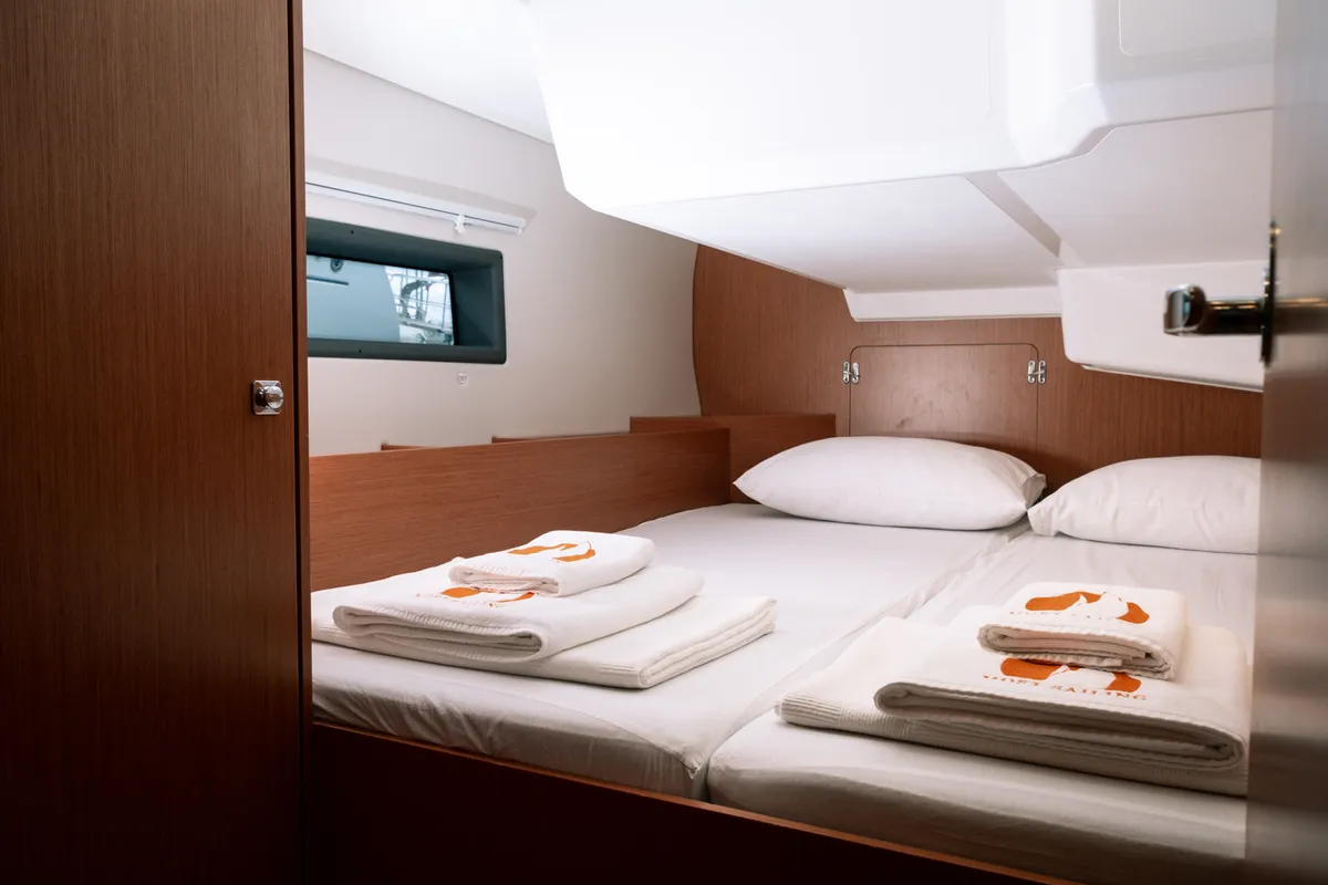 Cabin on Nomad, a Bavaria C42 sailboat at Fethiye, Turkey