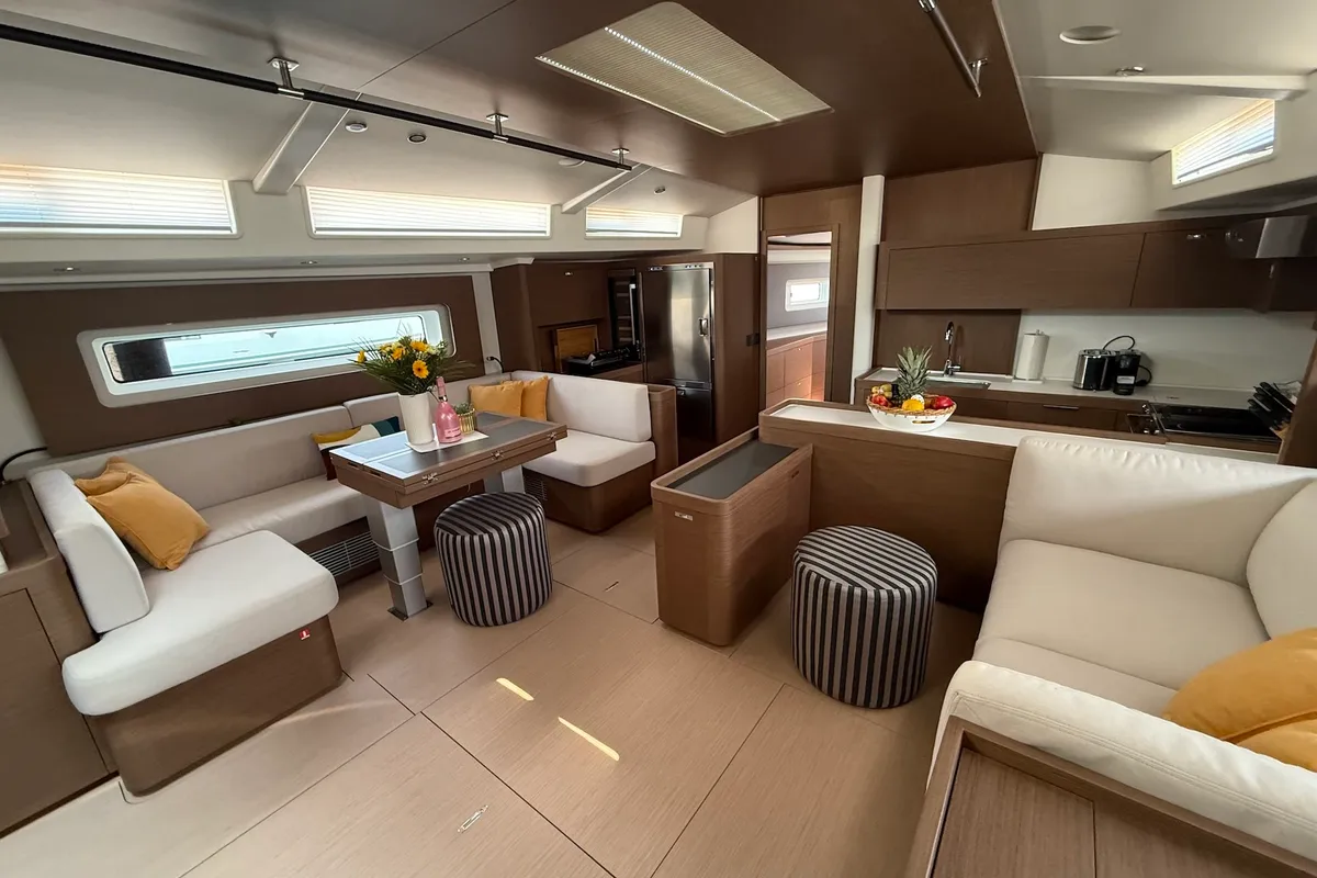 Salon of Scorpio III, a Beneteau Oceanis 60 sailboat at Seget Donji, Croatia