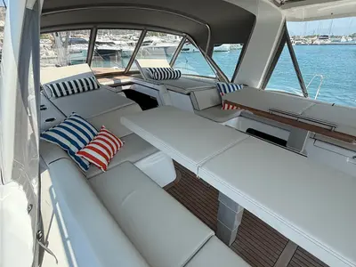 Deck of Scorpio III, a Beneteau Oceanis 60 sailboat at Seget Donji, Croatia