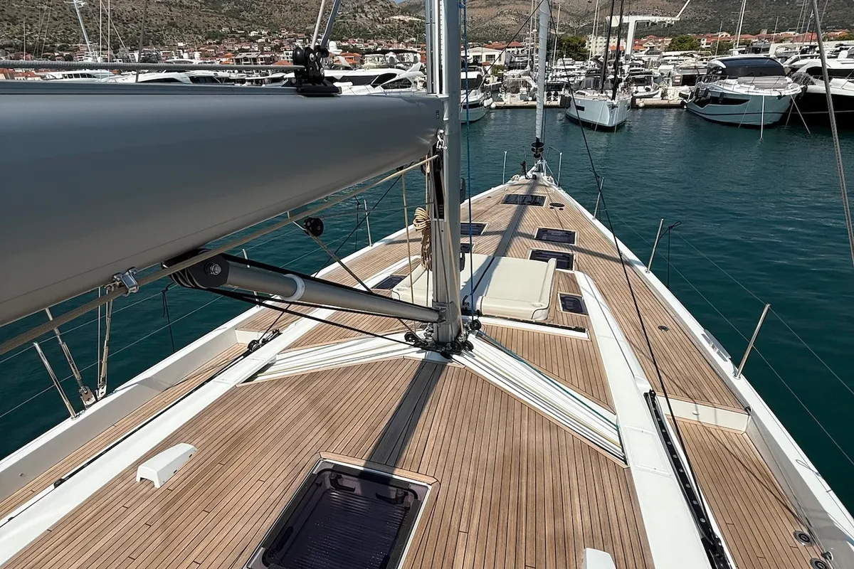 Deck of Scorpio III, a Beneteau Oceanis 60 sailboat at Seget Donji, Croatia