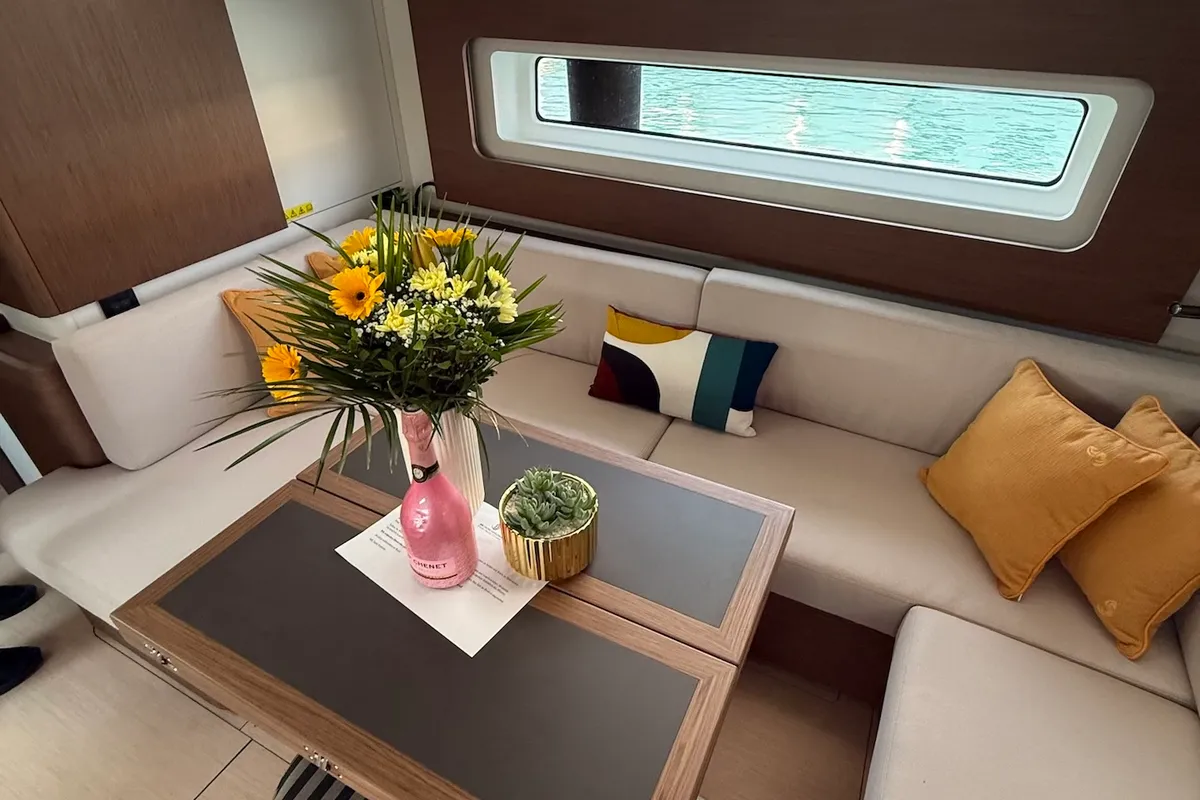 Salon of Scorpio III, a Beneteau Oceanis 60 sailboat at Seget Donji, Croatia