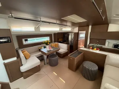 Salon of Scorpio III, a Beneteau Oceanis 60 sailboat at Seget Donji, Croatia