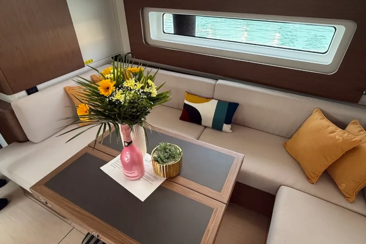 Salon of Scorpio III, a Beneteau Oceanis 60 sailboat at Seget Donji, Croatia