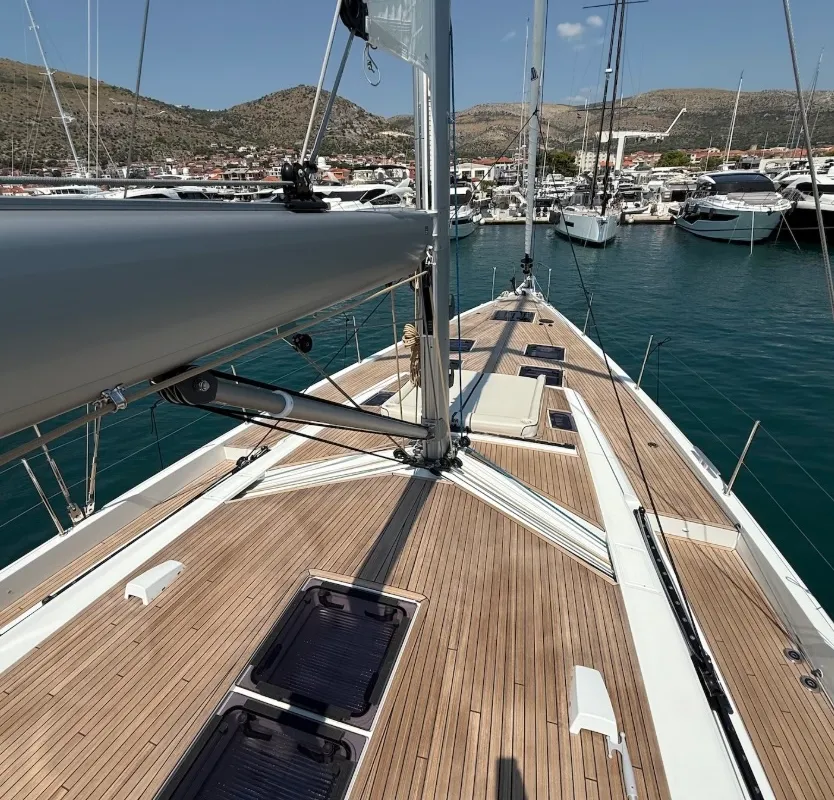 Deck of Scorpio III, a Beneteau Oceanis 60 sailboat at Seget Donji, Croatia