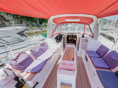 Deck of LUCE, a Beneteau Oceanis 38.1 sailboat at Dubrovnik, Croatia