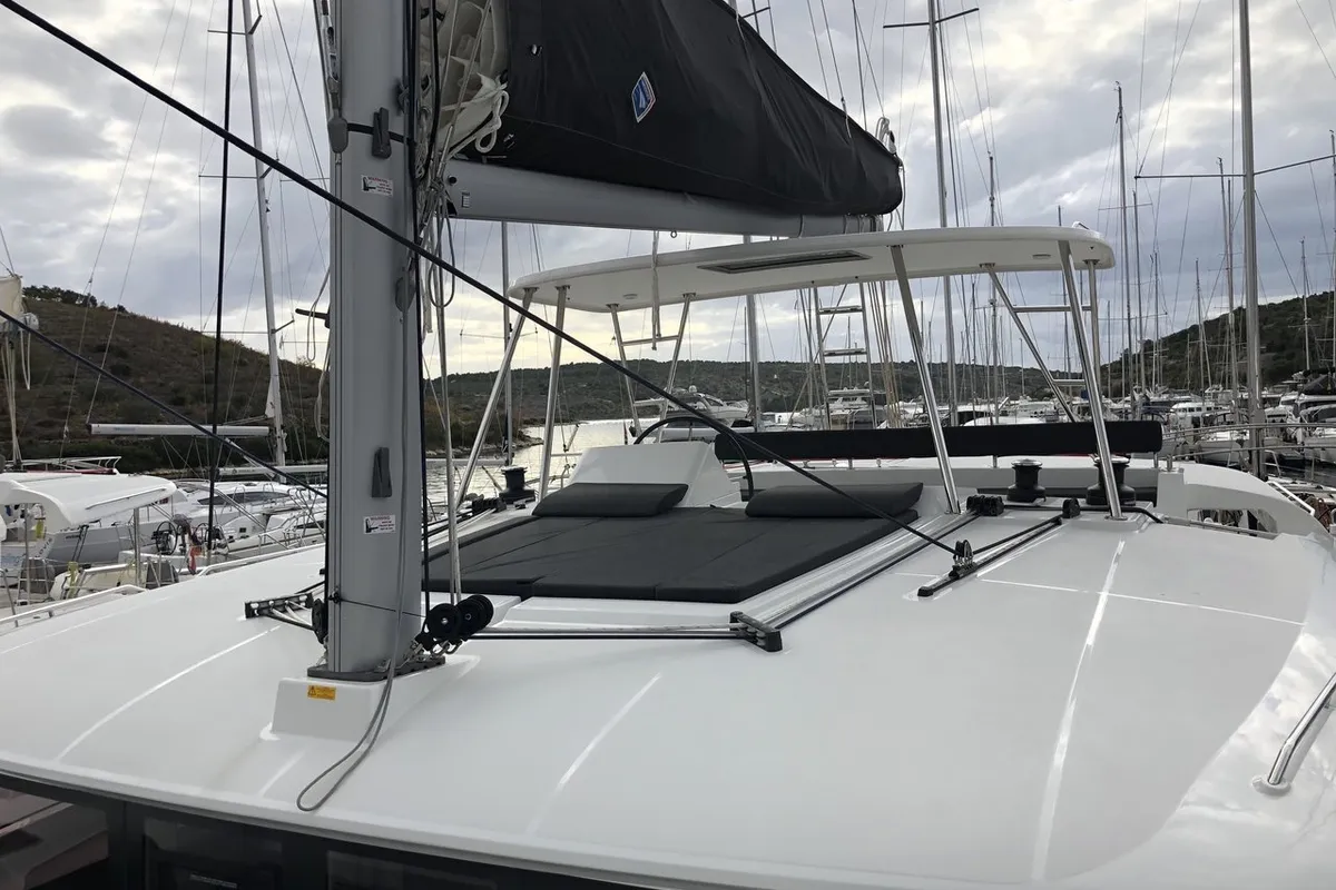 Deck of Zen, a Lagoon 450 F catamaran at Split, Croatia