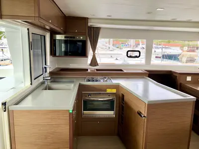 Galley of Zen, a Lagoon 450 F catamaran at Split, Croatia