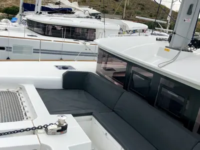Deck of Zen, a Lagoon 450 F catamaran at Split, Croatia