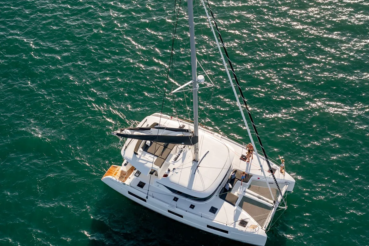 Exterior view of Joansea, a Lagoon 46 catamaran at Trogir, Croatia