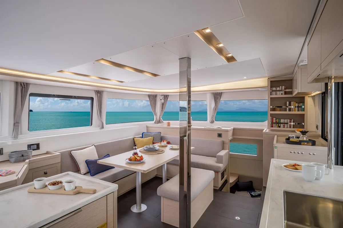 Salon of Joansea, a Lagoon 46 catamaran at Trogir, Croatia