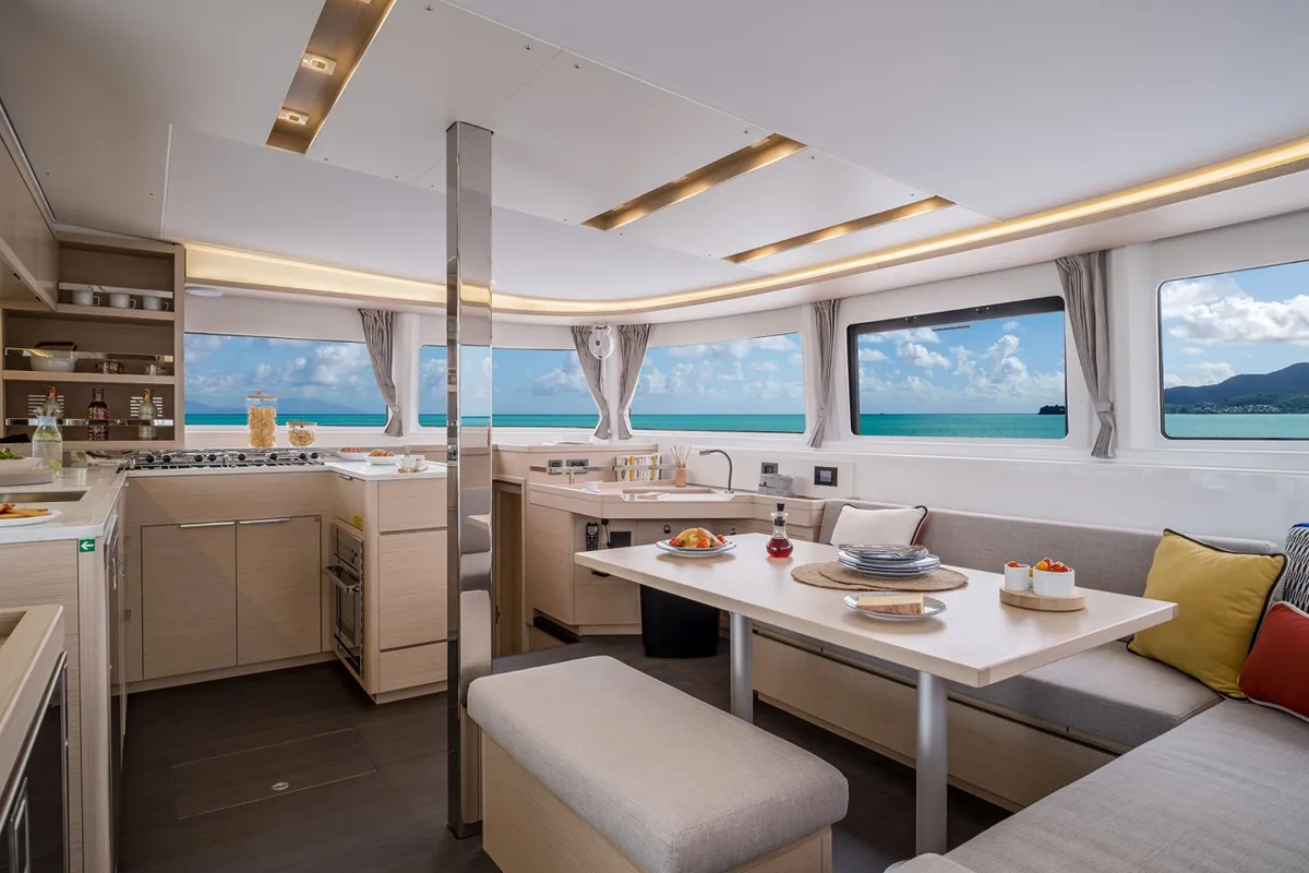 Salon of Joansea, a Lagoon 46 catamaran at Trogir, Croatia