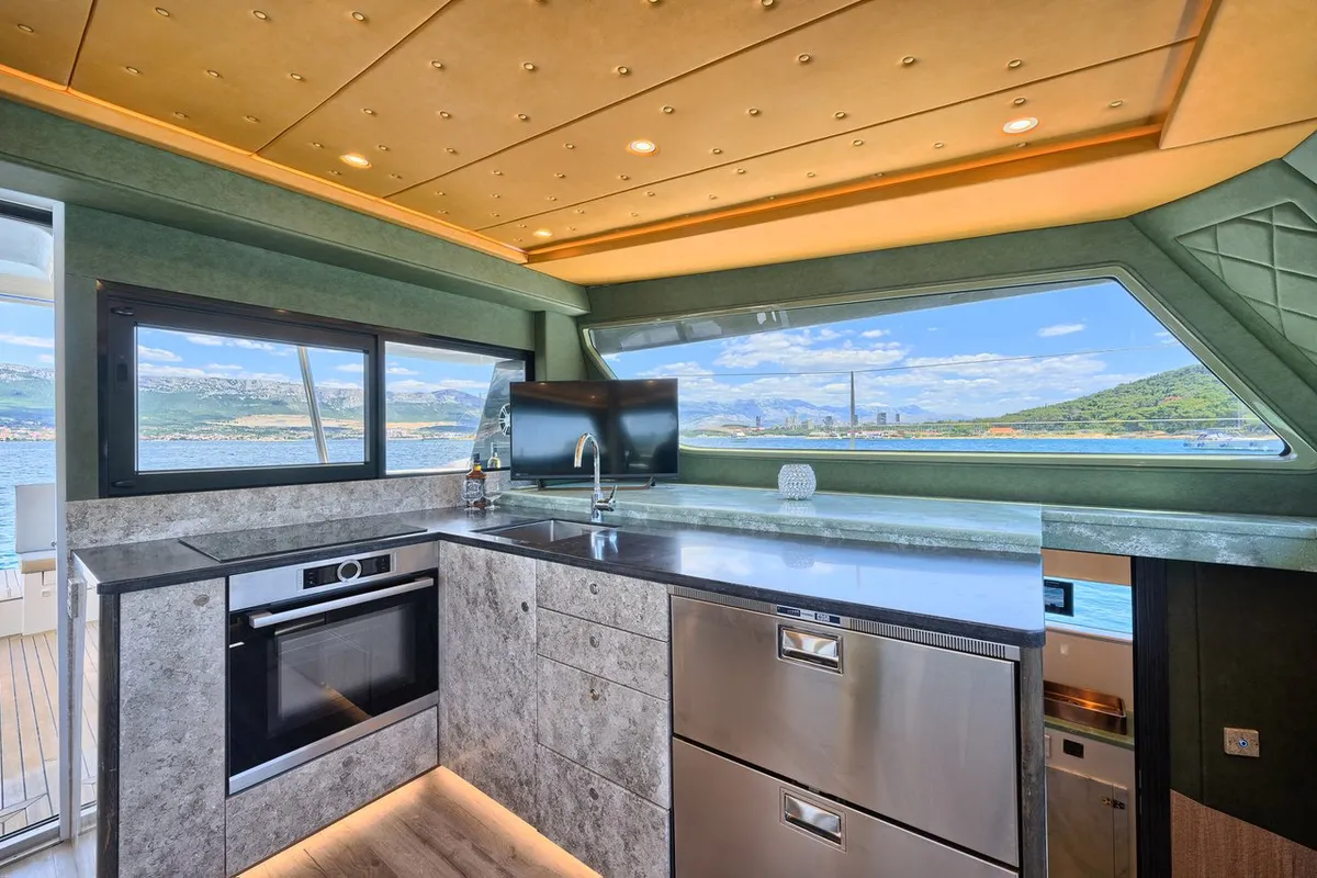 Galley of Gold, a Luna 49 catamaran at Split, Croatia