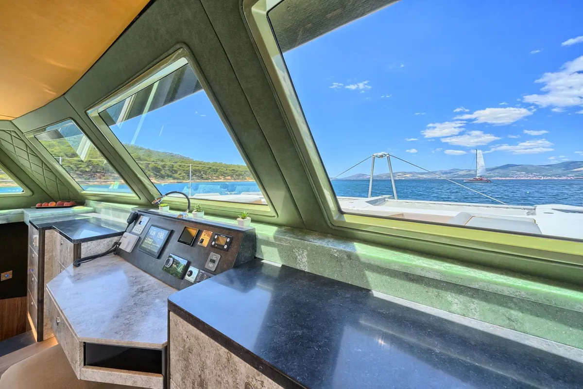 Cockpit of Gold, a Luna 49 catamaran at Split, Croatia