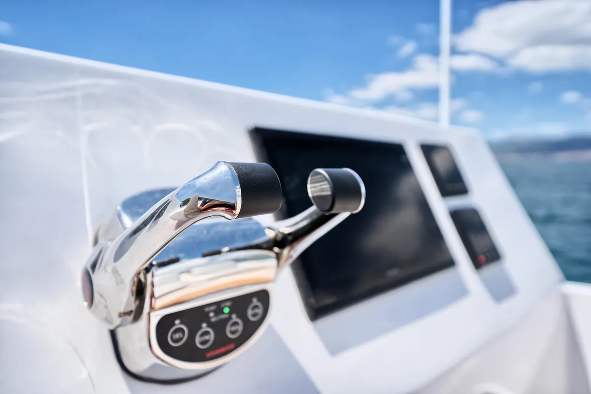 Cockpit of Gold, a Luna 49 catamaran at Split, Croatia