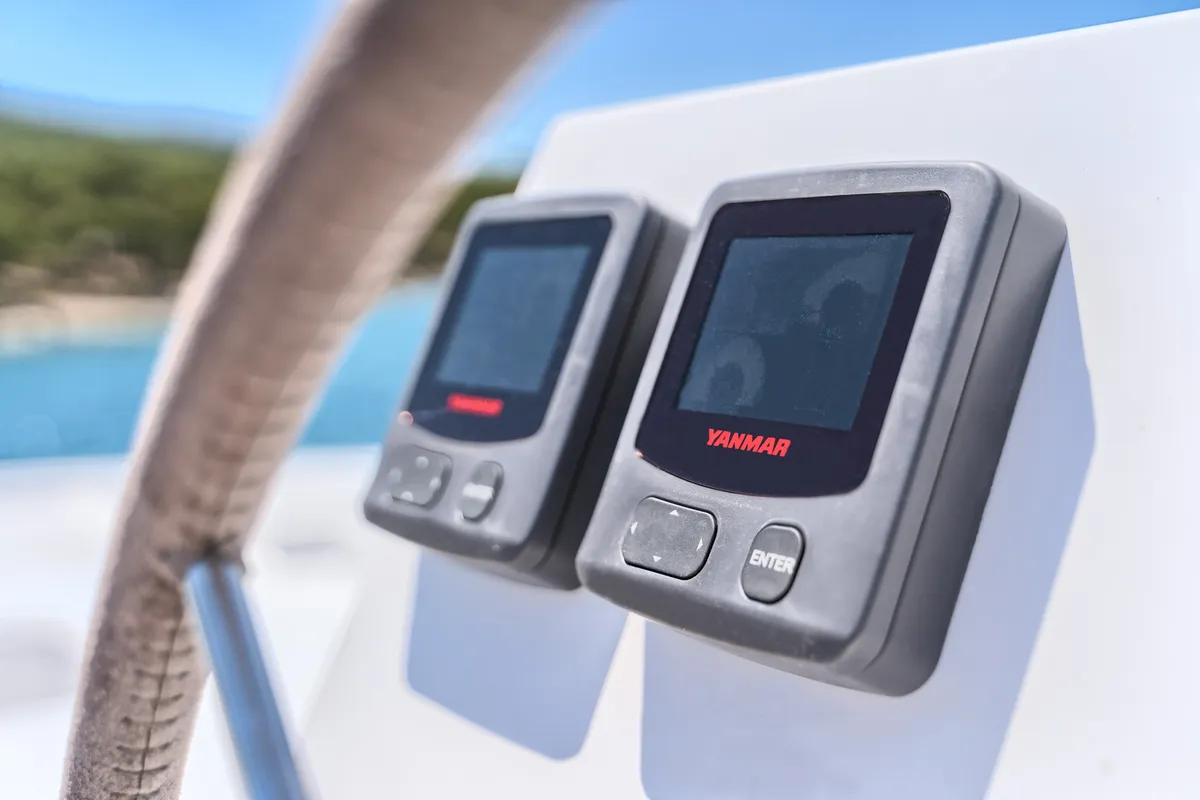 Cockpit of Gold, a Luna 49 catamaran at Split, Croatia