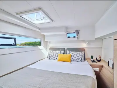Cabin on Nerea, a Lagoon 40 catamaran at Marsala, Italy