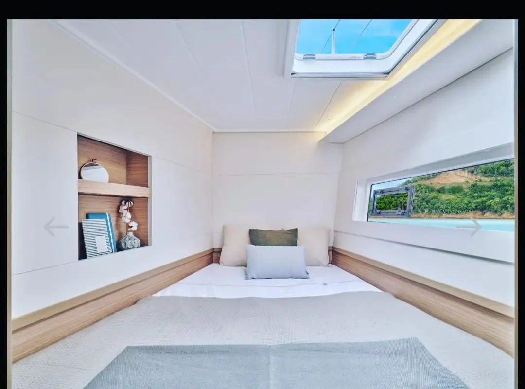 Cabin on Nerea, a Lagoon 40 catamaran at Marsala, Italy