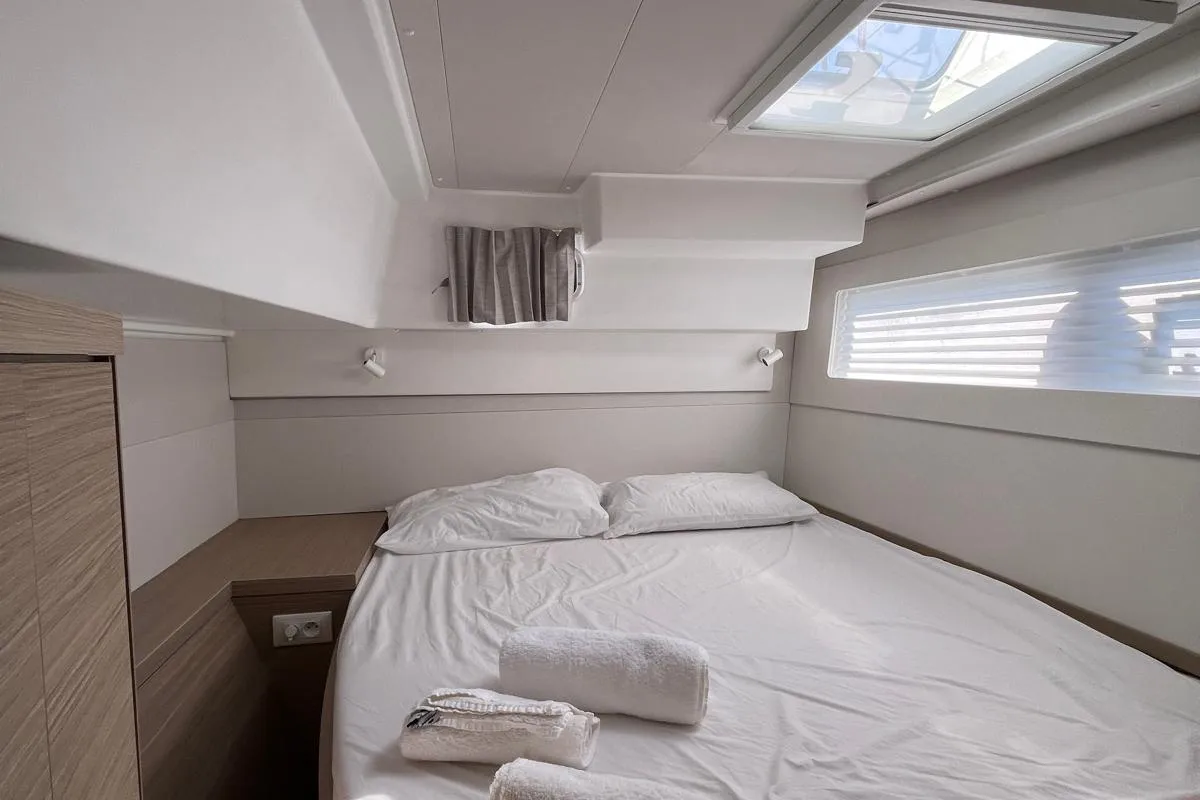 Cabin on Nerea, a Lagoon 40 catamaran at Marsala, Italy