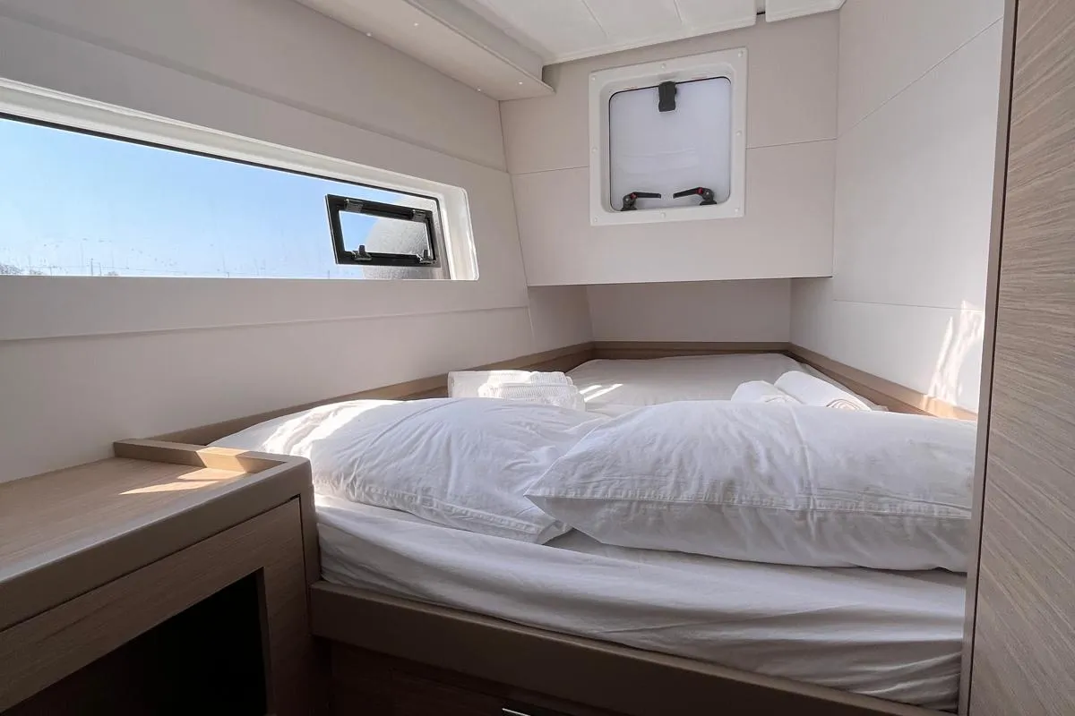Cabin on Nerea, a Lagoon 40 catamaran at Marsala, Italy