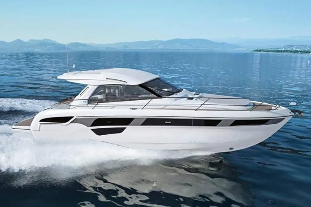 Exterior view of Varola, a Bavaria Sport 450 HT motorboat at Seget Donji, Croatia