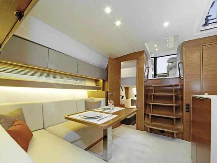 Salon of Varola, a Bavaria Sport 450 HT motorboat at Seget Donji, Croatia