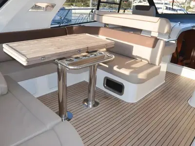 Deck of Varola, a Bavaria Sport 450 HT motorboat at Seget Donji, Croatia
