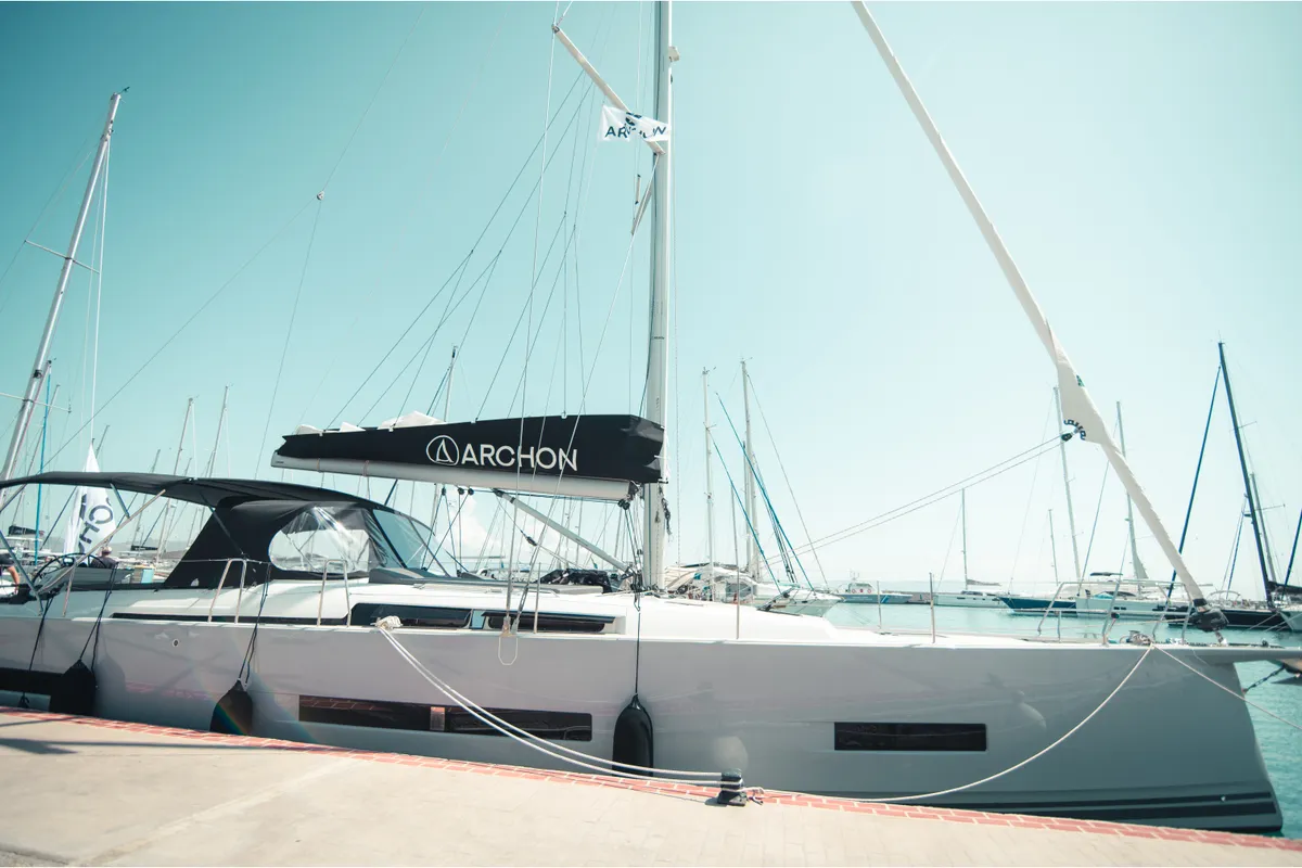 Exterior view of Sea Emerald, a Hanse 510 sailboat at Kos, Greece