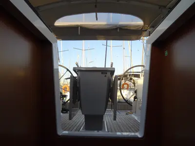Cockpit of Ariadne, a Beneteau Oceanis 41.1 sailboat at Municipal Unit of Lefkada, Greece
