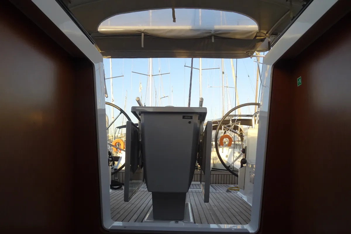 Cockpit of Ariadne, a Beneteau Oceanis 41.1 sailboat at Municipal Unit of Lefkada, Greece