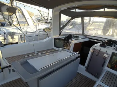 Deck of Ariadne, a Beneteau Oceanis 41.1 sailboat at Municipal Unit of Lefkada, Greece