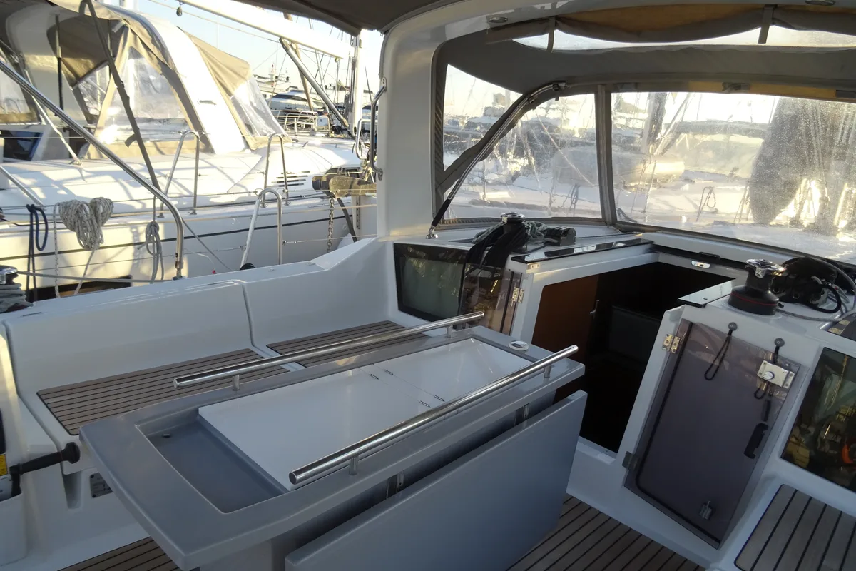 Deck of Ariadne, a Beneteau Oceanis 41.1 sailboat at Municipal Unit of Lefkada, Greece