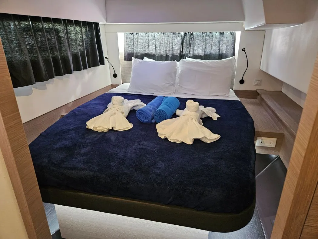 Cabin on The Happy Heifer, a Fountaine Pajot Elba 45 catamaran at Charlotte Amalie, United States