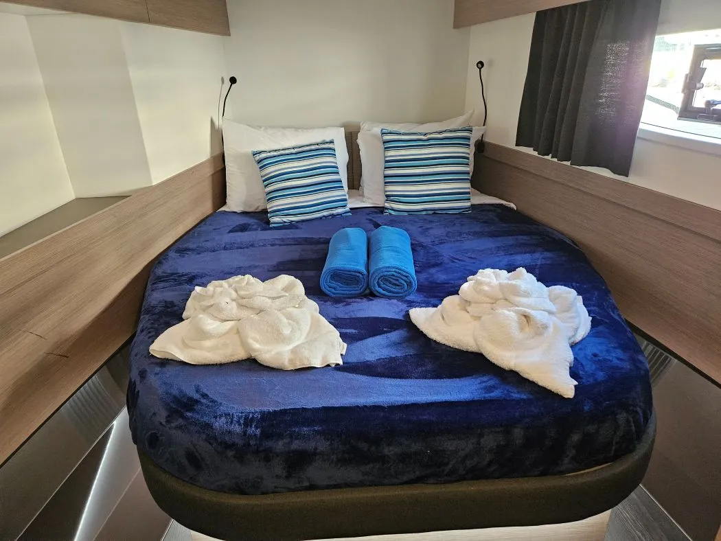 Cabin on The Happy Heifer, a Fountaine Pajot Elba 45 catamaran at Charlotte Amalie, United States