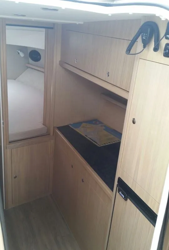 Cabin on Laura III, a Grginić jahte Mirakul 30 Sport Open motorboat at Grad Biograd na Moru, Croatia